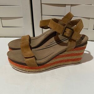 Aetrex Sidney Espadrille Women's Tan Wedge Sandals Size 8.5